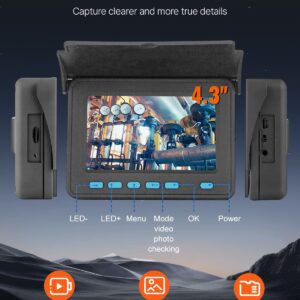 4.3-инчов цветен дисплей на камерата за тръби и канали VEVOR WP9604B с бутонно управление и възможности за запис и снимки
