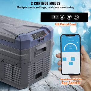 Контролен панел на хладилника VEVOR NL30 с Bluetooth управление чрез мобилно приложение, визуализиращо текущата температура.