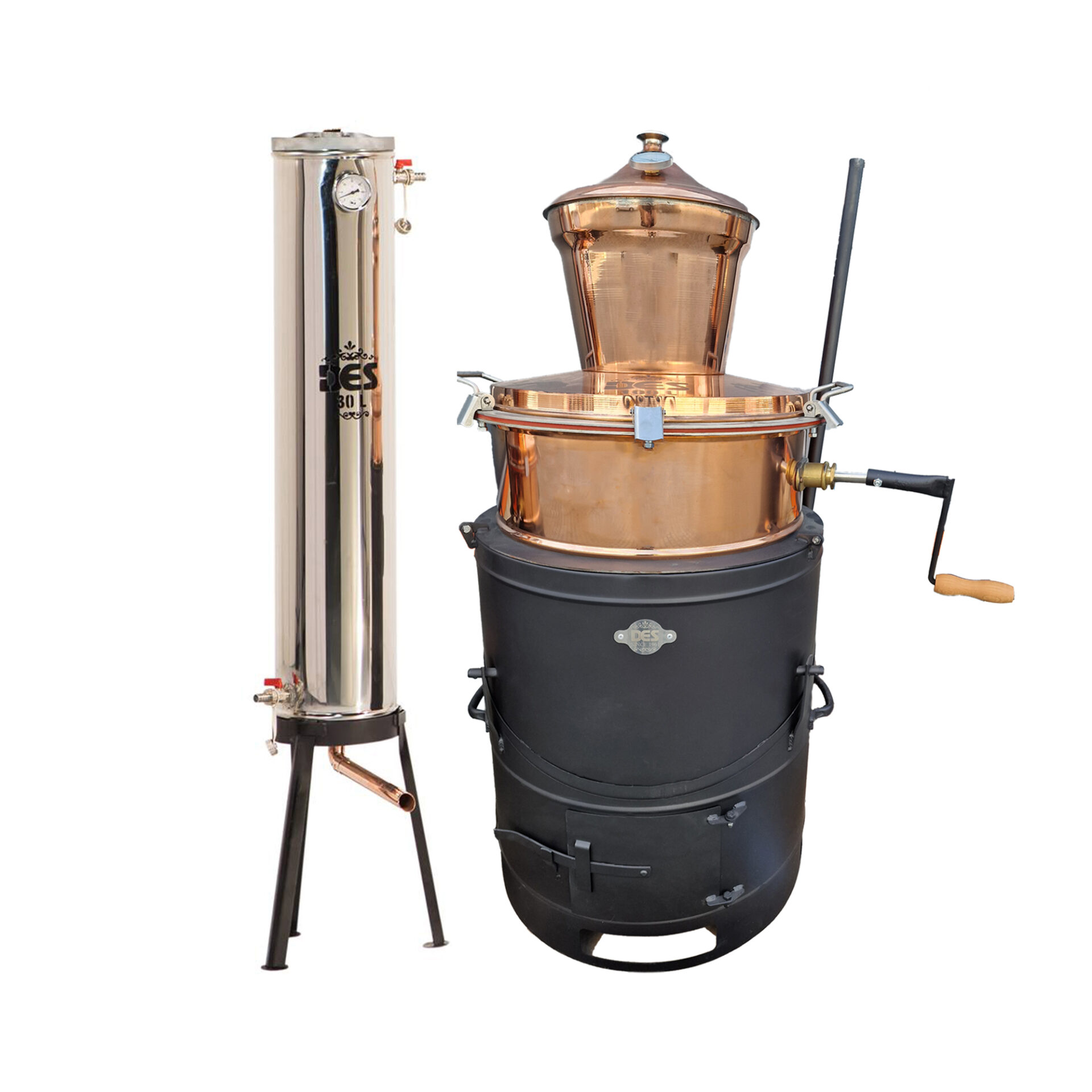 меден казан за ракия 100 литра с бъркалка и охладител DES