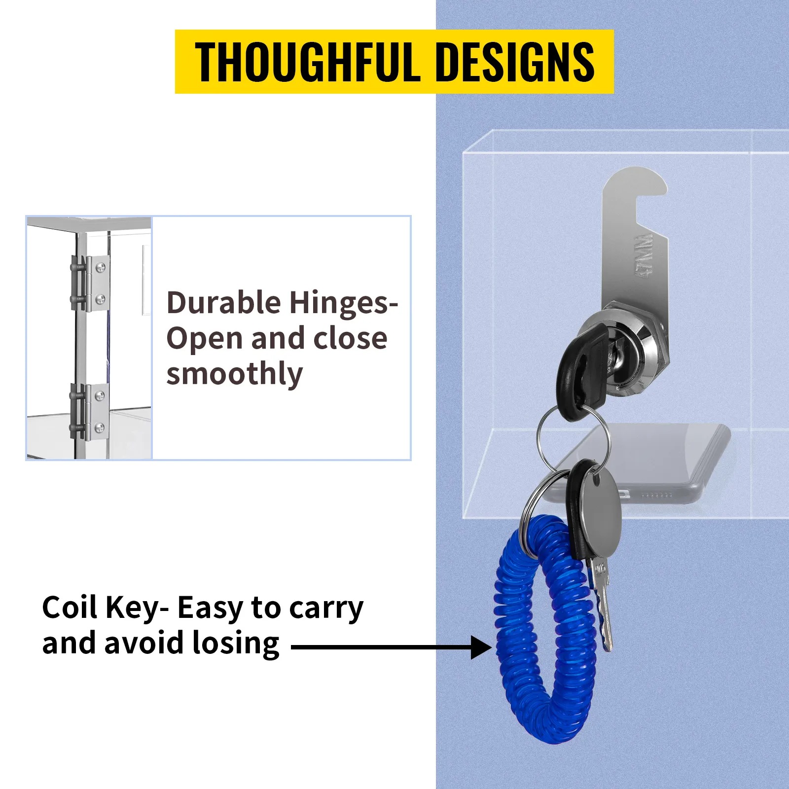 Шкаф за мобилни телефони VEVOR YKL-10M, 10 отделения, За стенен монтаж или свободно поставяне, Плексиглас с висока устойчивост - Image 5