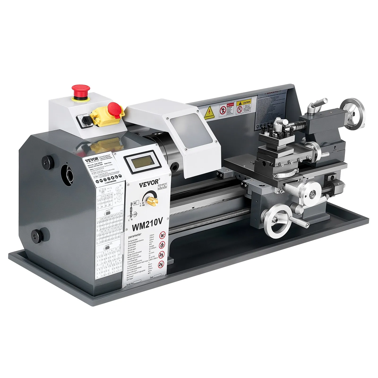 Мини струг за метал Vevor WM210V, Мощност 550W, Променливи обороти 0 - 2500 RPM - Image 10