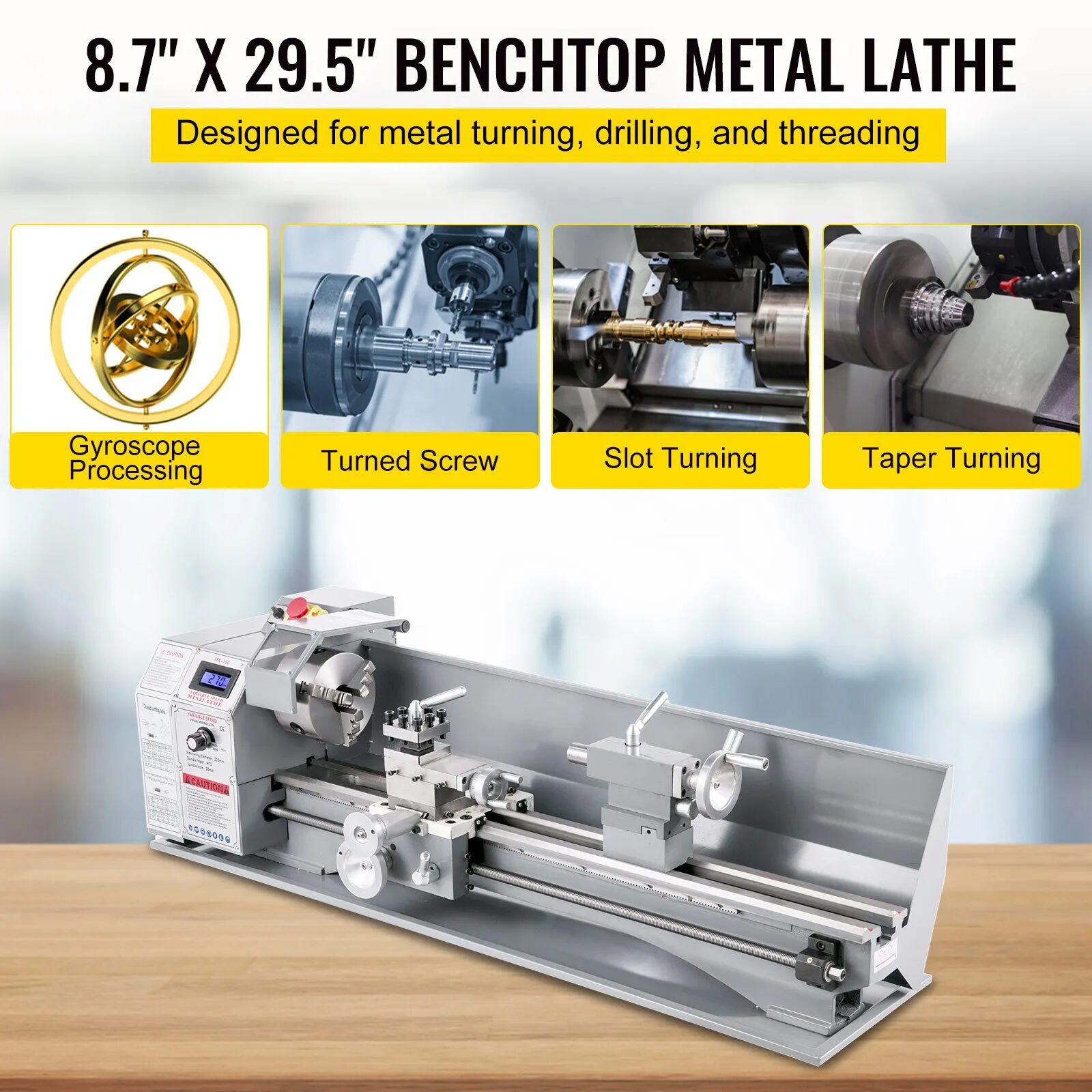 Професионален струг за метал Vevor MX-220*750, Монофазно захранване 220V, 3 челюстен патронник 125 мм. - Image 2
