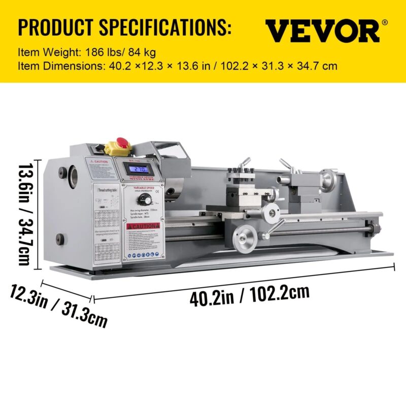 Професионален струг за метал Vevor MX-220*750, Монофазно захранване 220V, 3 челюстен патронник 125 мм. - Image 7
