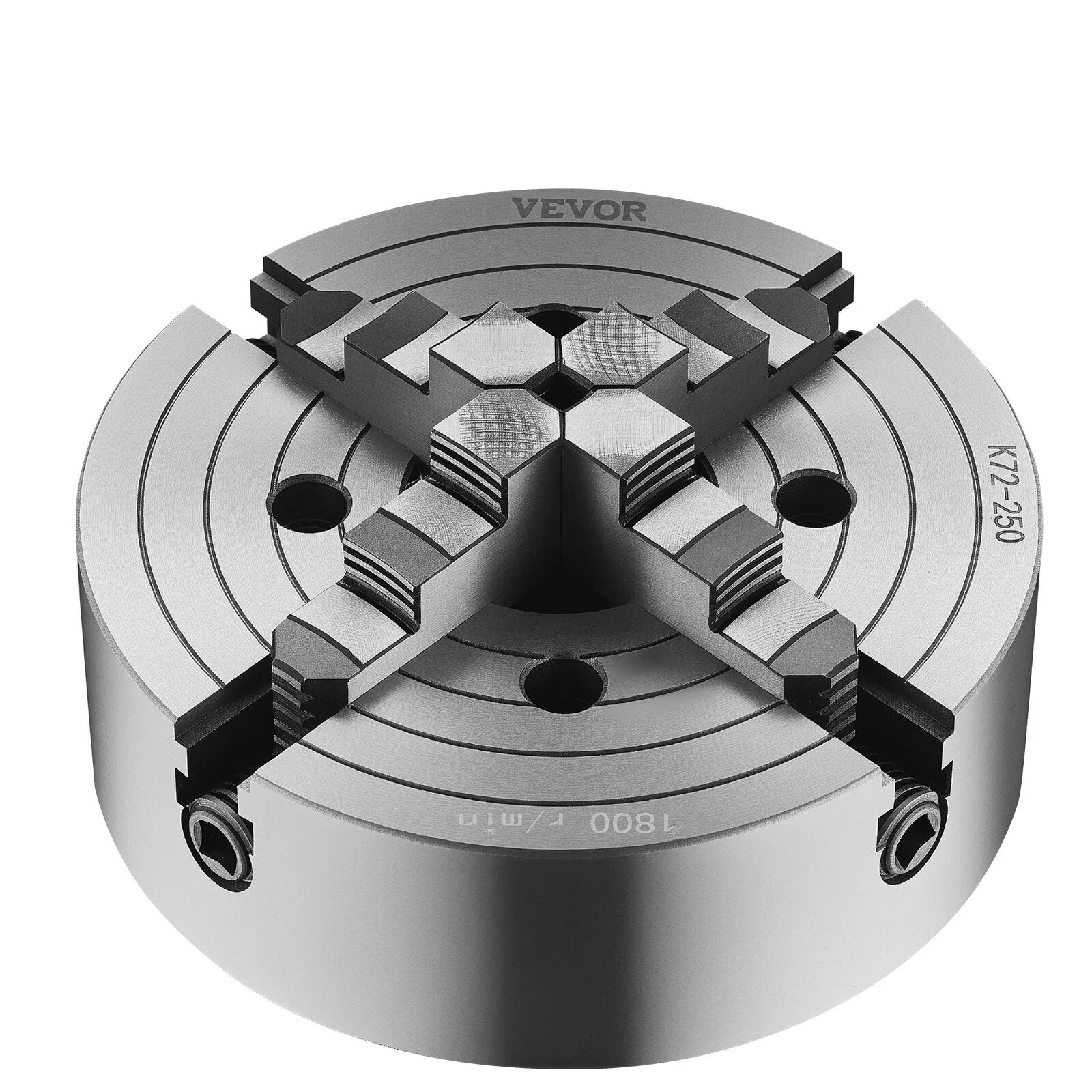 Патронник за струг 250 мм Vevor K72 250, 4 челюсти, Висококачествен чугун HT300 - Image 6