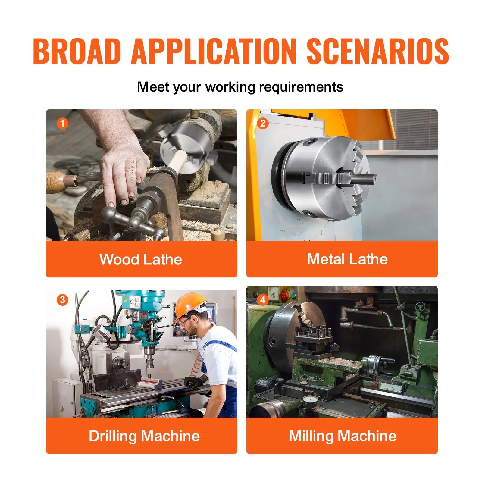 Универсал за струг 125 мм Vevor K11-125, Самозатягащ, 3-челюстен - Image 6