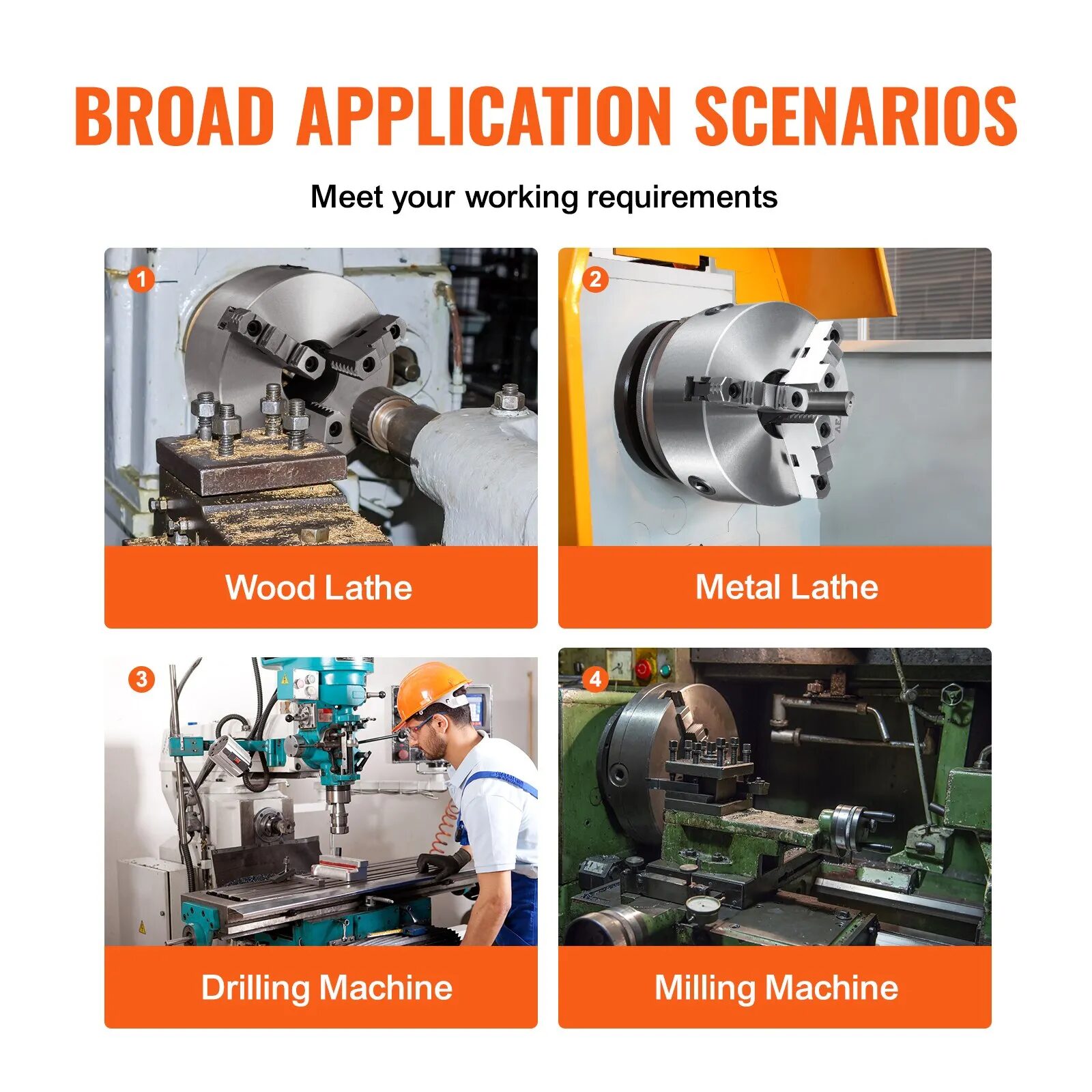 Патронник за струг 200 мм Vevor K11-200, 3-челюстен, Самозатягащ - Image 6