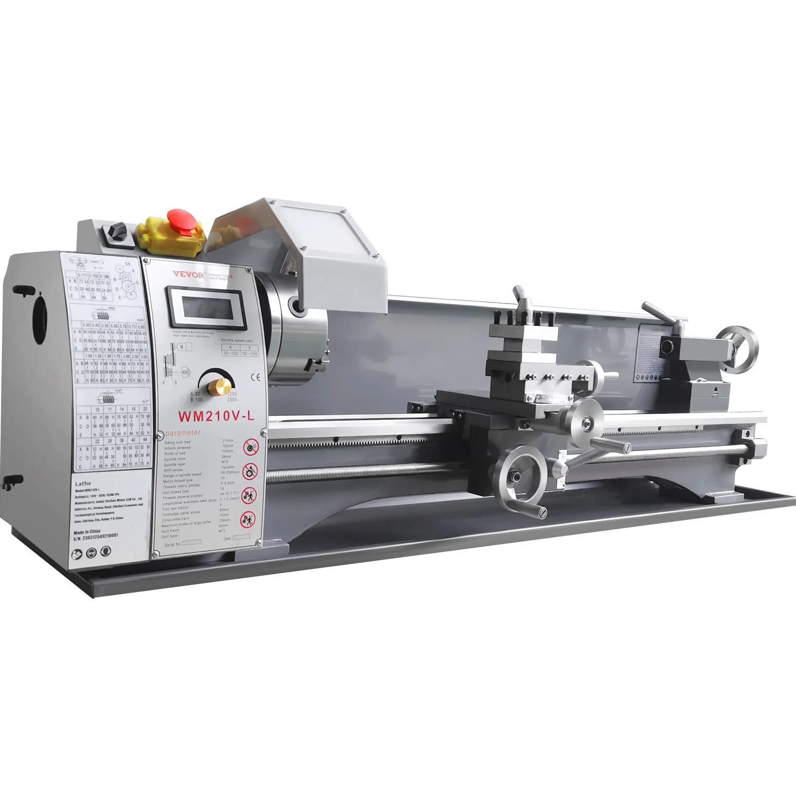 Струг за метал Vevor WM210V-L, 750W безчетков мотор, Дължина между центровете 75 см, 0–2500 об/мин, Прецизен настолен модел - Image 8