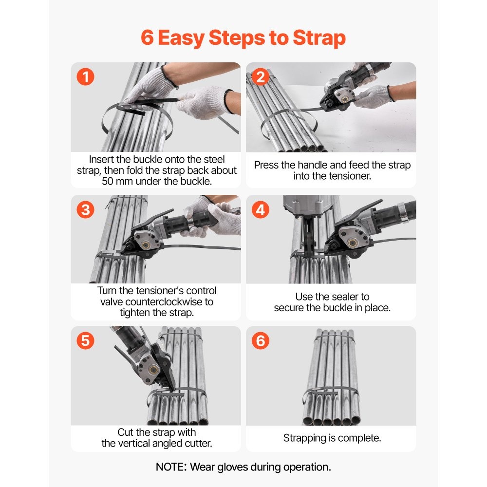 Пневматична чембер машина за стоманена лента VEVOR CL-GSCDYA32, Ширина на лентата 32 mm, Опън 8500N, Работно налягане 0.6-0.8 MPa - Image 5