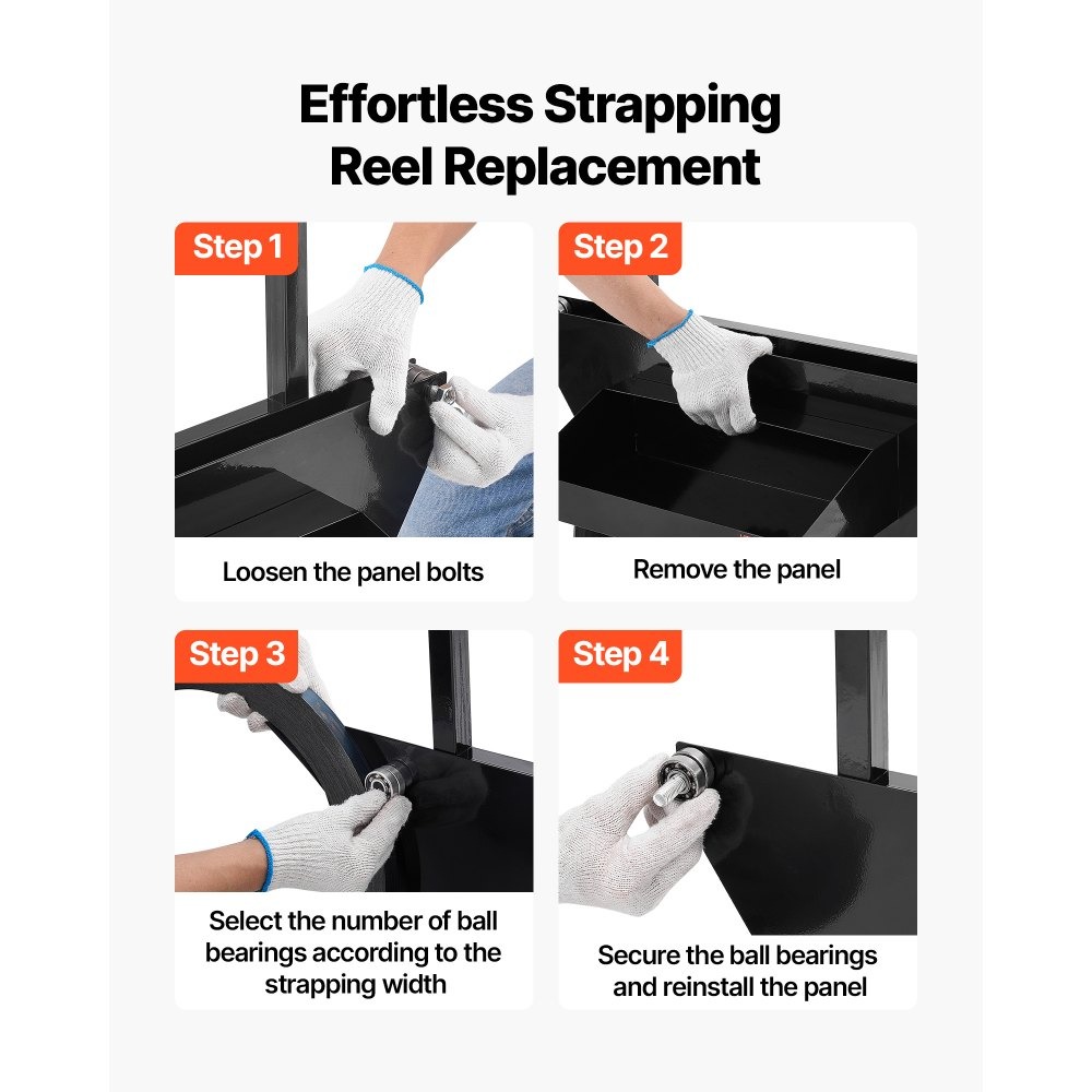 Количка за метална чембер лента VEVOR GD500, За стоманени ролки до Ø600 mm - Image 3