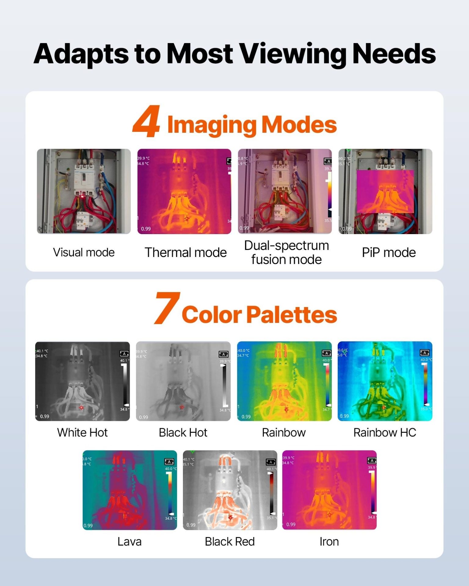 Термокамера VEVOR SC256M, IR резолюция 256x192, Температурен диапазон -20°C до 550°C, Топлинна чувствителност ≤35mK - Image 6