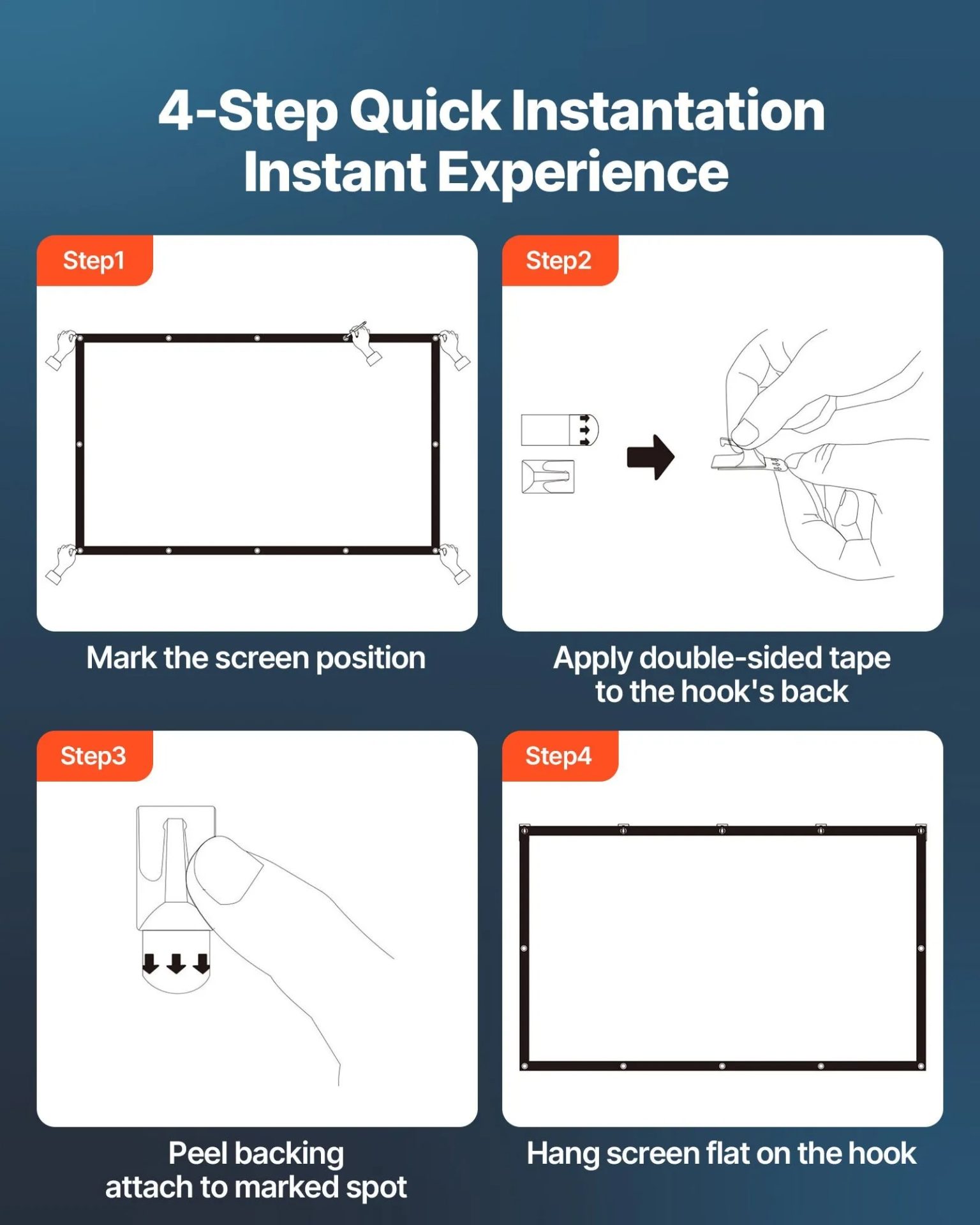 Екран за проектор VEVOR SS150, Размер 332 x 187см, Коефициент на отражение 1.2, Формат 16:9 - Image 5