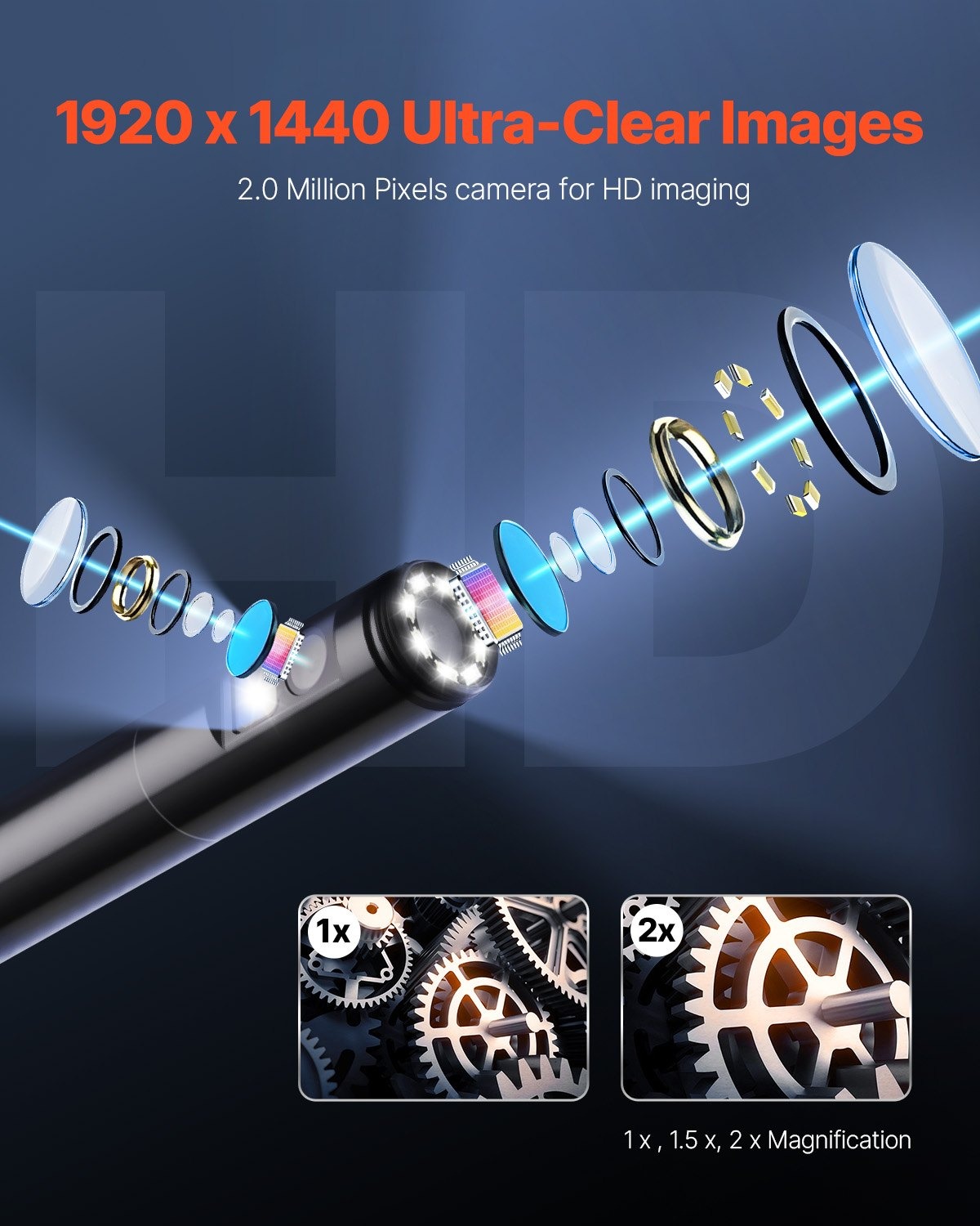 Ендоскоп за телефон VEVOR SM72, Двойна камера IP67, Дължина 5 метра, Съвместимост с Android 6+ и iOS 9+, За диагностика на коли, тръби и канали - Image 3