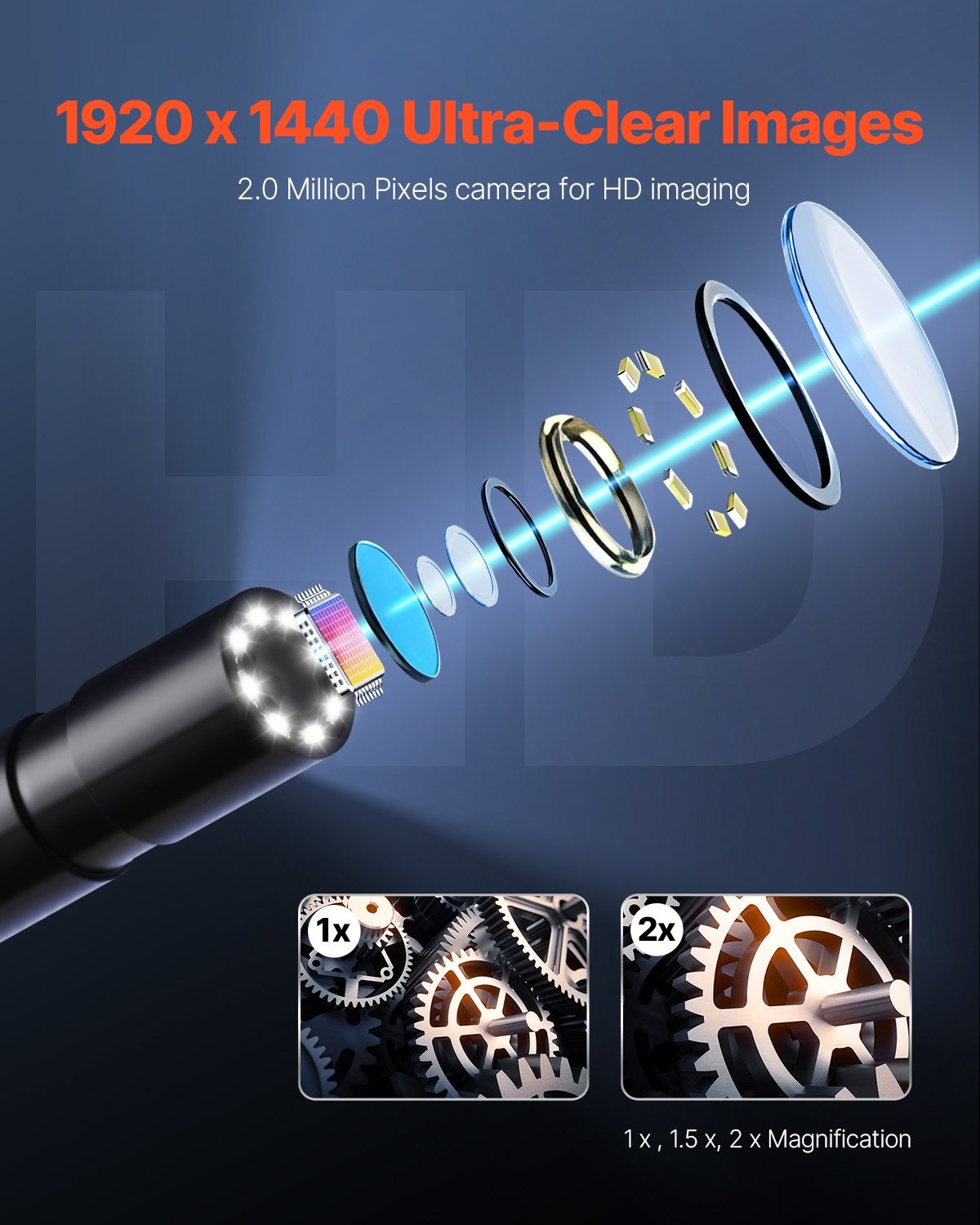 Ендоскоп за телефон VEVOR SM73, Единична камера IP67, Дължина 5 метра, Съвместимост с Android 6+ и iOS 9+, За диагностика на коли, тръби и канали - Image 3