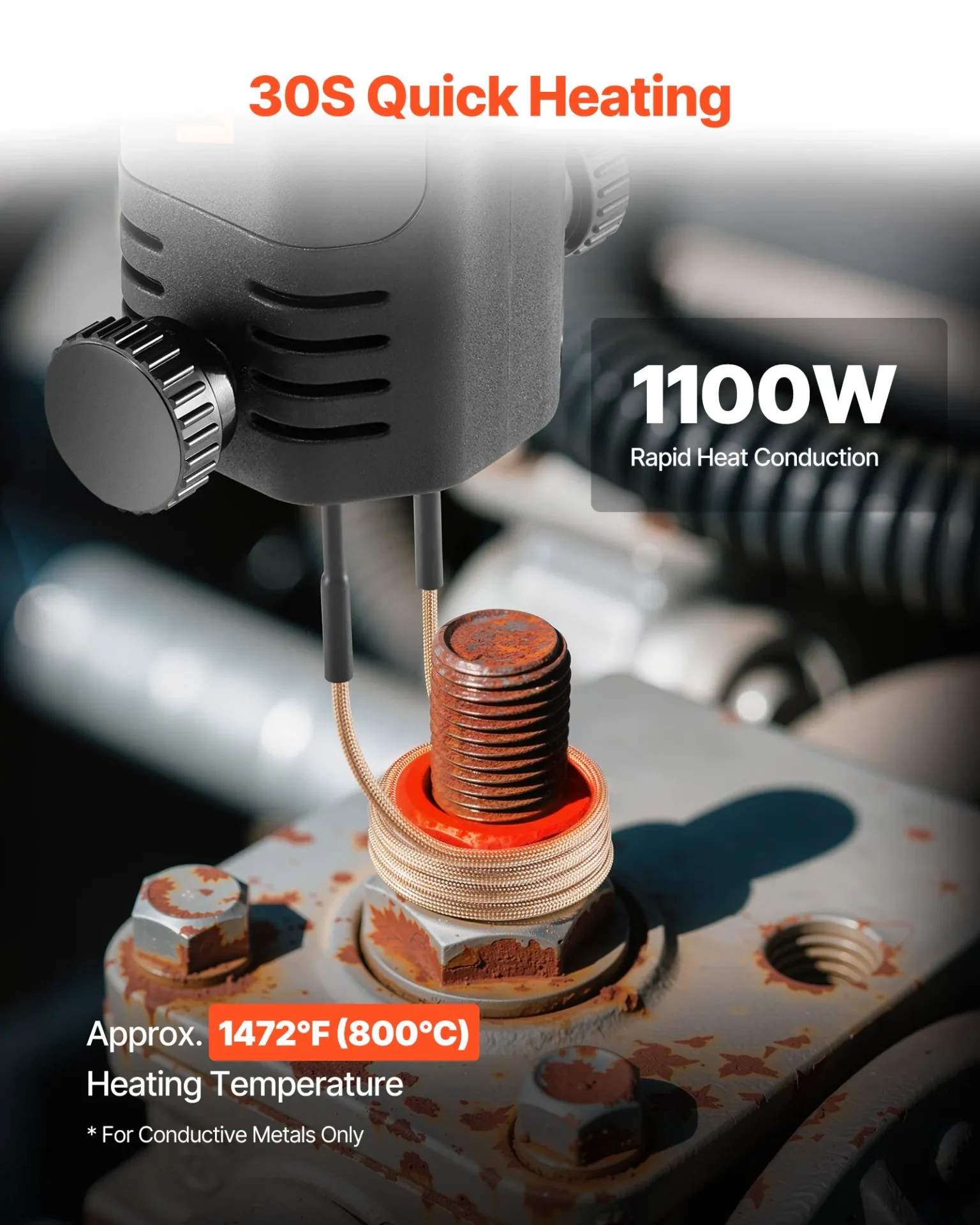 Индукционен нагревател за лагери Vevor H7C-8, Захранване 220V, 8 нагревателни бобини, До 800 градуса - Image 2