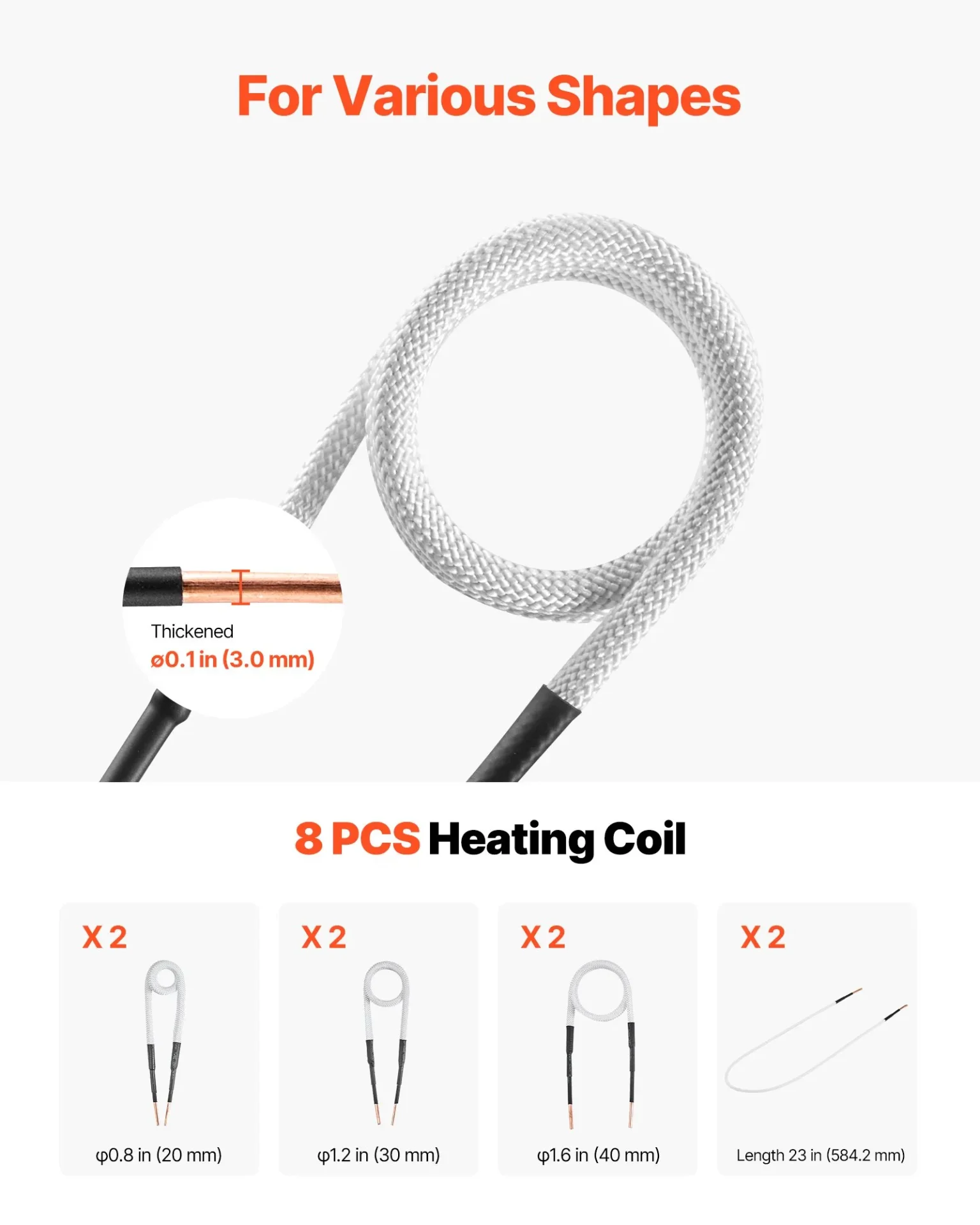 Индукционен нагревател за метал Vevor FH-1500, Захранване 230 V, Мощност 1500 W, 8 нагревателни бобини - Image 5