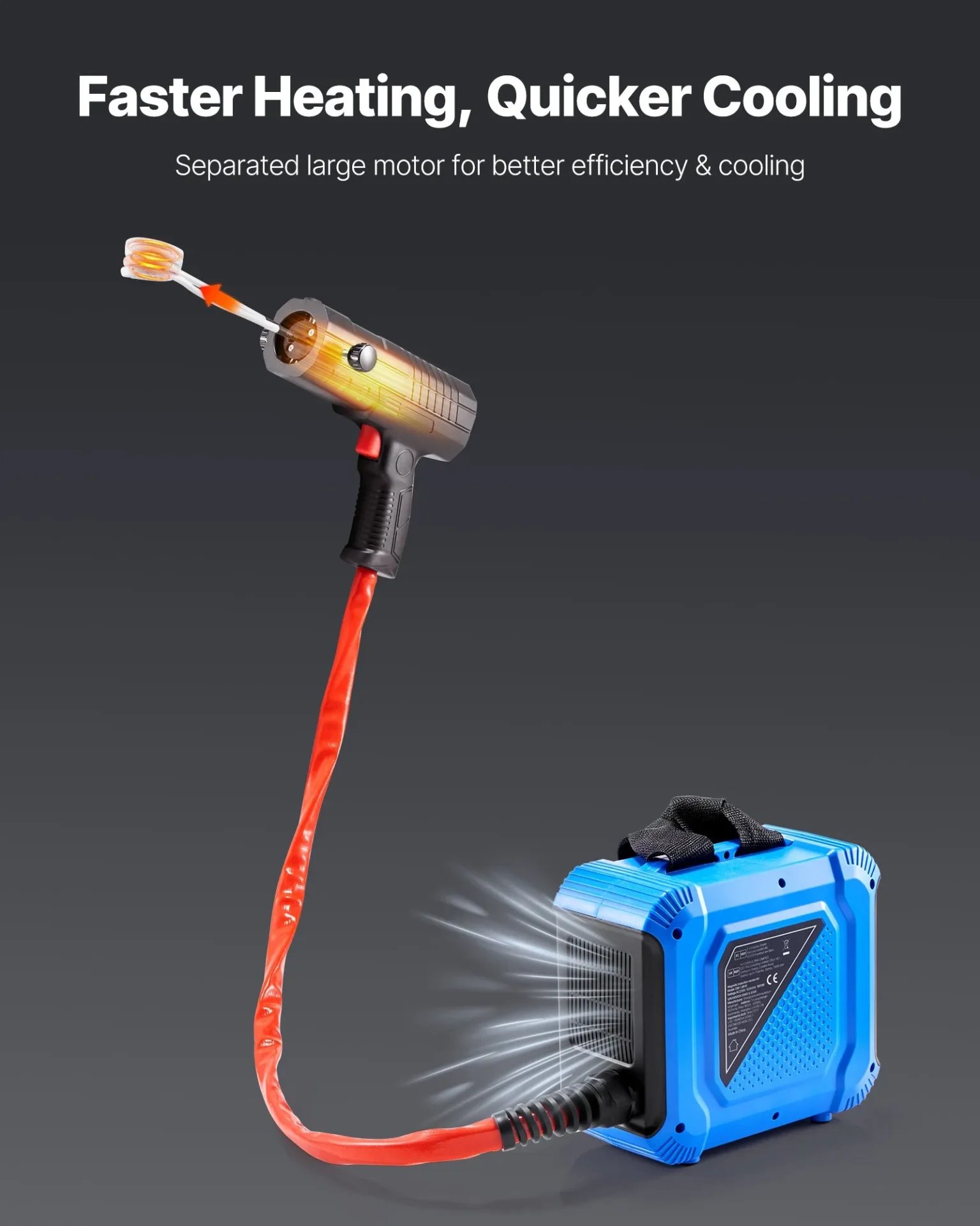 Индукционен нагревател за гайки и болтове Vevor DW-1.8KW, Отделен мотор за по-добро охлаждане, Мощност 1800 W - Image 3