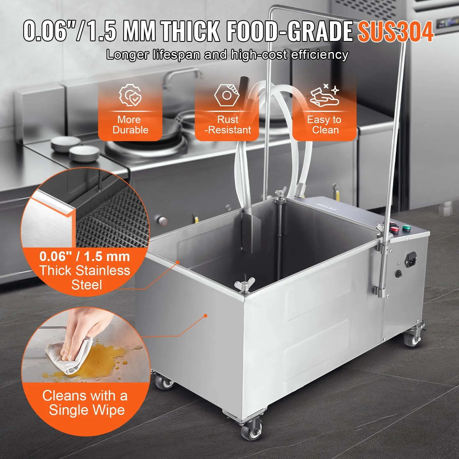 Мобилна система за филтриране на олио Vevor LYC-38L-EU, Капацитет 38 литра, Скорост на филтрация 10 л мин - Image 5