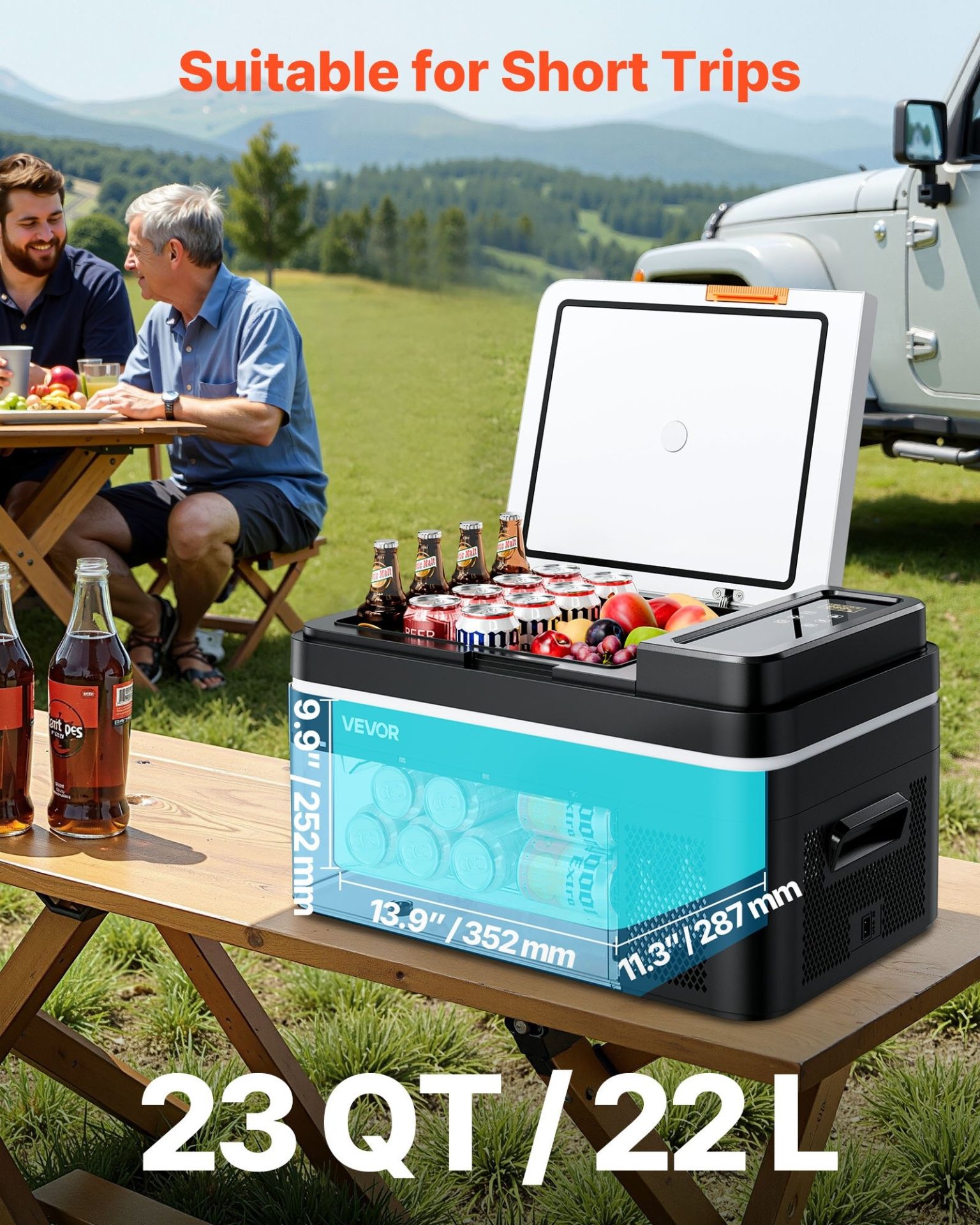 Хладилник за кола 12V, 24V и 220V VEVOR BCD25, Обем 22 литра, Консумация 0.30 kWh / 24 часа, Температурен диапазон от -20°C до +20°C - Image 2