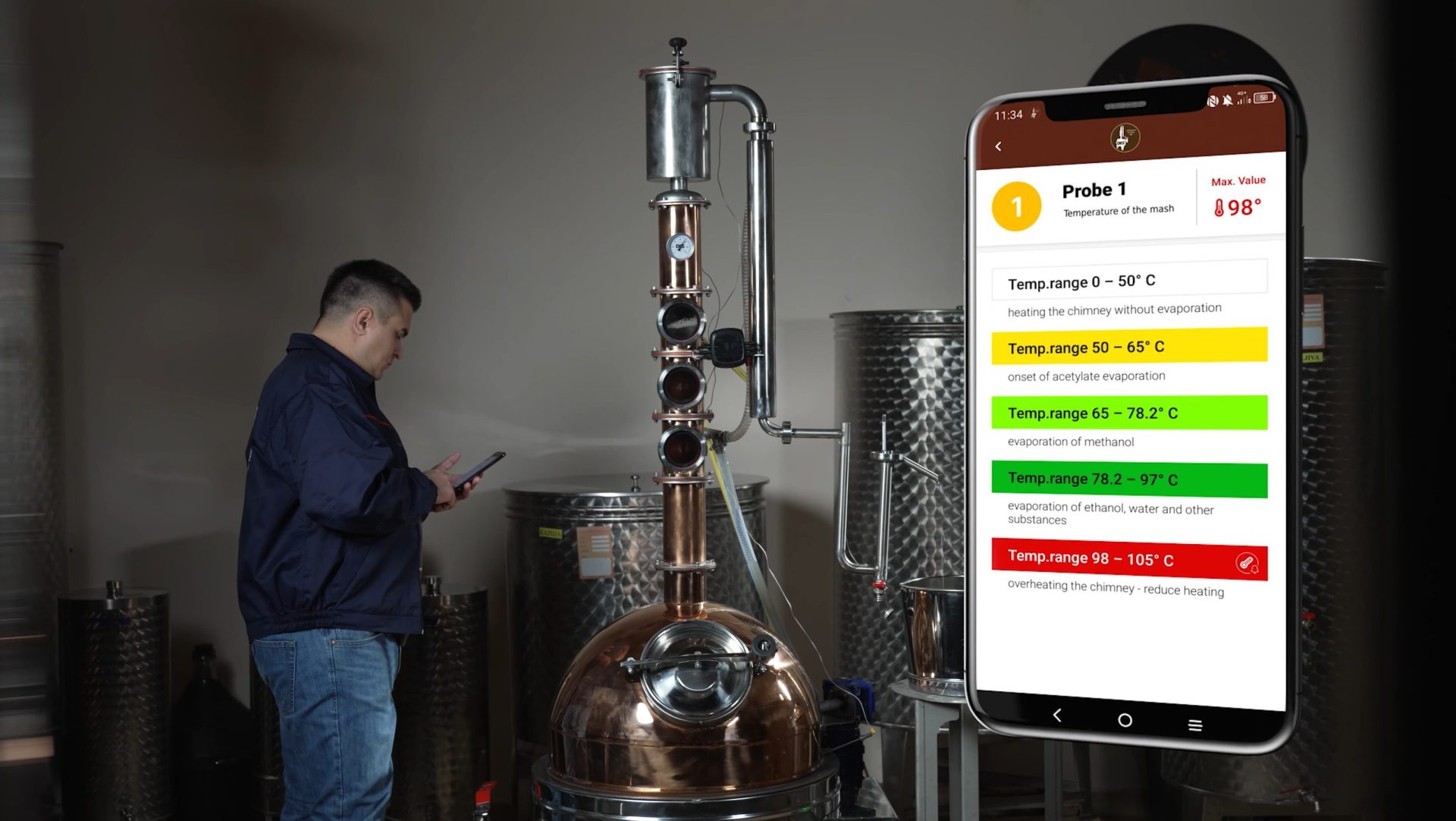 Професионален казан за ракия с колона 100 литра DES, Eлектрическо или Газово нагряване, Медна ректификационна колона, Мобилно смарт управление на дестилацията - Image 5