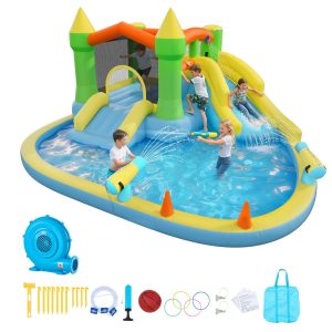 Надуваем замък VEVOR 82004, Зона за скачане, Басейн и баскетболен кош, Размери 382 x 398 см, Товароносимост 160 кг