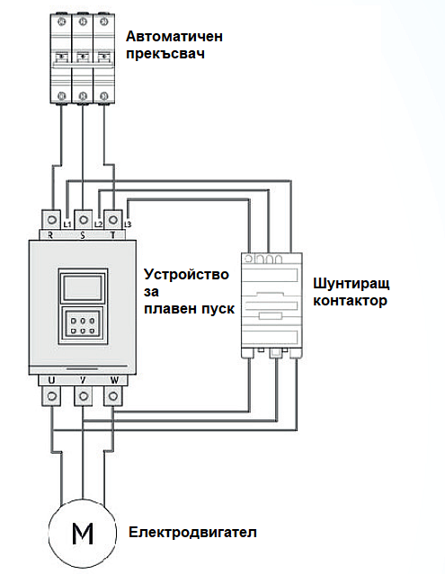схема на свързване на софтстартер