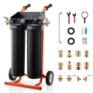 Система за дейонизирана вода VEVOR PRS-TCXC-PT, 2х4 литра Йонообменна смола, За изплакване без петна в Автомивки, Детайлинг, Прозорци, Соларни панели