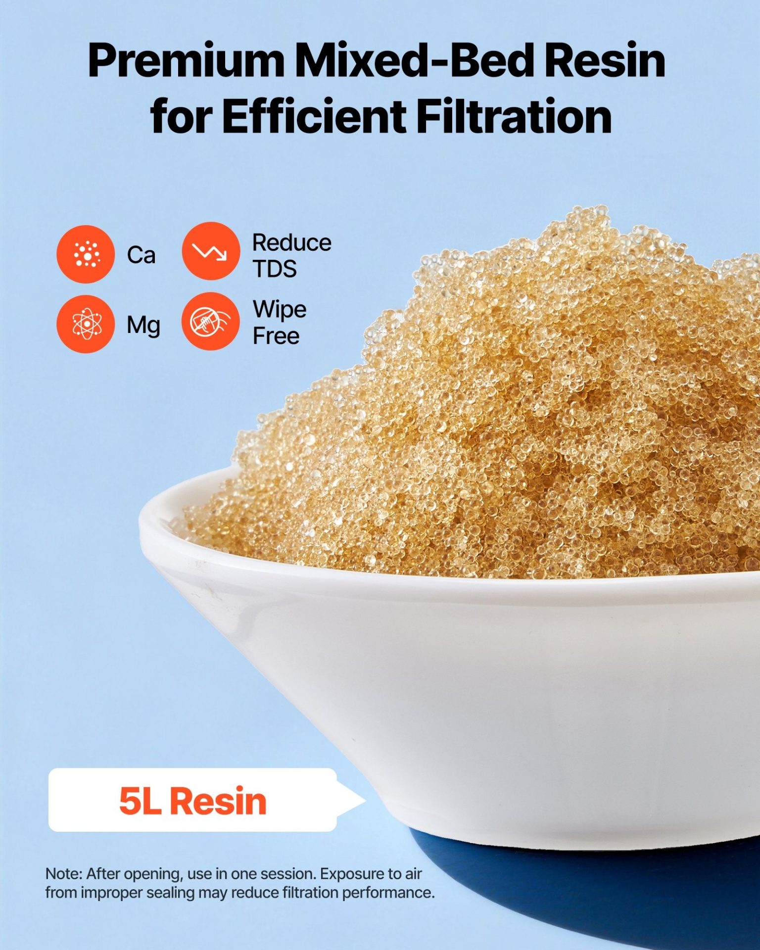 Пълнител за дейонизиращи системи VEVOR PRS-DISZ, 5 литра йонообменна смола, Съвместимост с PRS-XCG713, PRS-XCG917 - Image 2