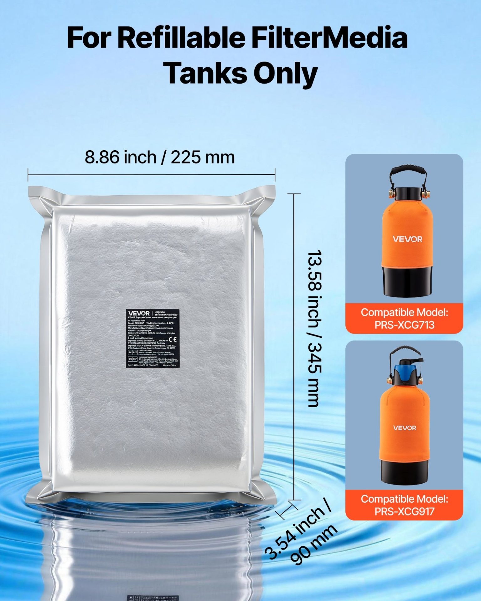 Пълнител за дейонизиращи системи VEVOR PRS-DISZ, 5 литра йонообменна смола, Съвместимост с PRS-XCG713, PRS-XCG917 - Image 3