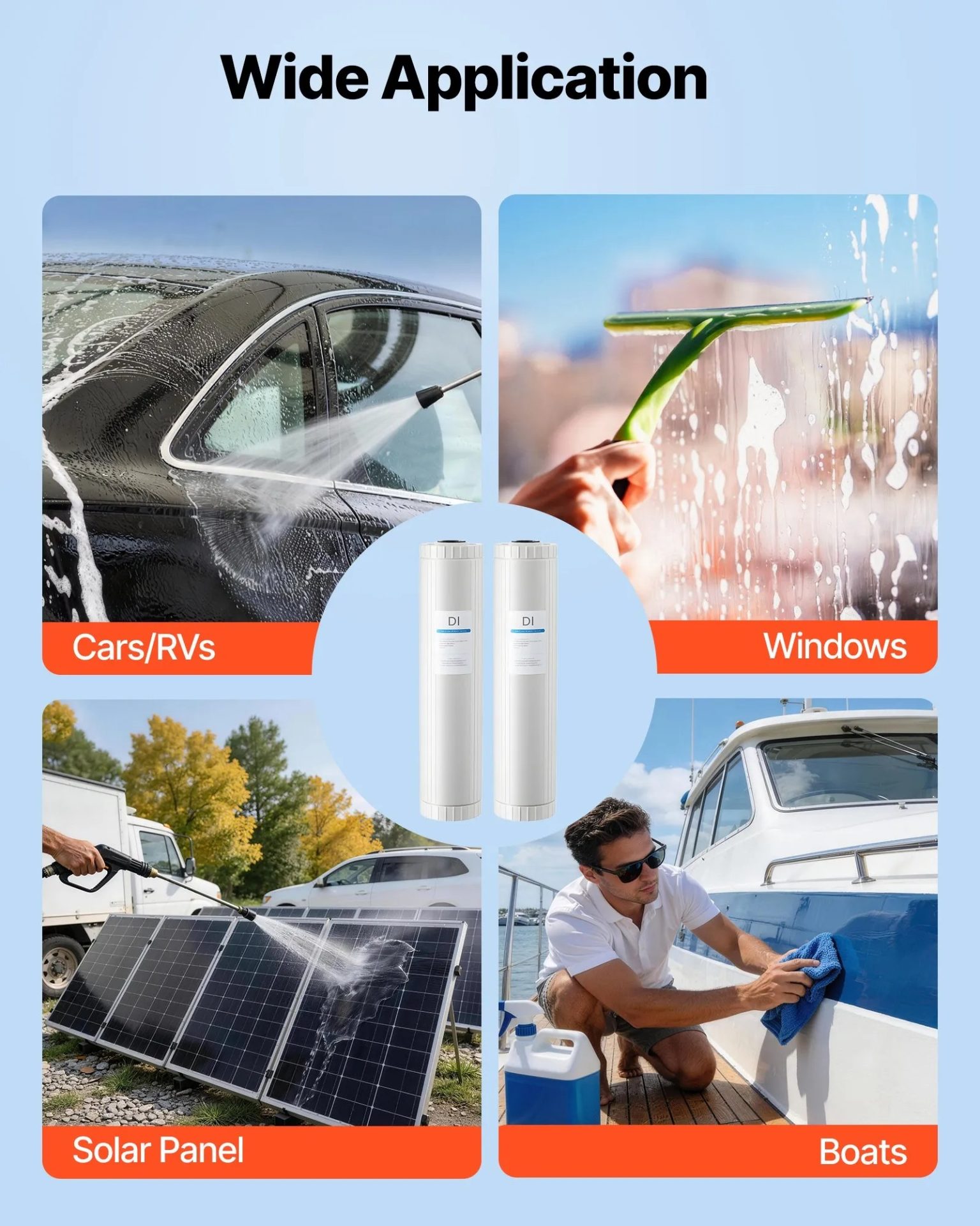 Резервни филтри за дейонизиране на вода VEVOR PRS-207DI, За измиване без петна, Съвместими със системи VEVOR PRS-207SLXC, PRS-TCXC, PRS-TCXC-PT и PRS-207XCGB - Image 6