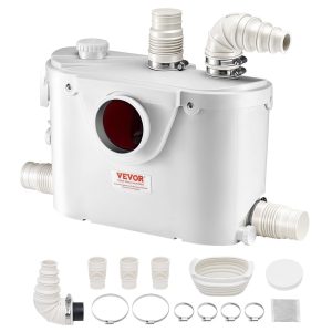Помпа за отпадни води с мелачка VEVOR 500W за тоалетна, душ, мивка и пералня с 4 входа