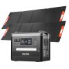 Акумулаторна соларна станция VEVOR Q2400Pro3, Включени 2 соларни панела по 200W, Изходна мощност 2400 W, Входяща мощност 300 W / 500 W / 700 W / 900 W / 1100 W