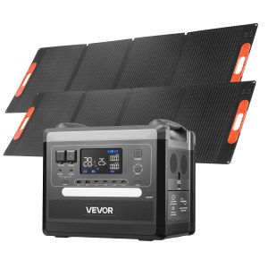 Акумулаторна соларна станция VEVOR Q2400Pro3, Включени 2 соларни панела по 200W, Изходна мощност 2400 W, Входяща мощност 300 W / 500 W / 700 W / 900 W / 1100 W