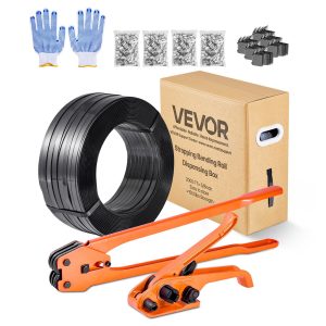 VEVOR комплект за чембероване с PET лента 610 м, ръчен обтегач, клещи за метални скоби и аксесоари за палетизиране