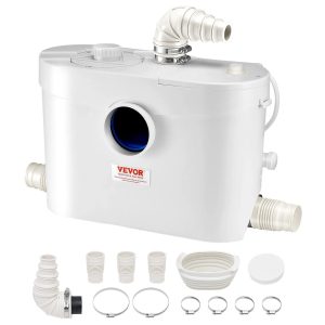 Помпа за отпадни води с мелачка VEVOR 900W за тоалетна, душ и мивка с 4 входа