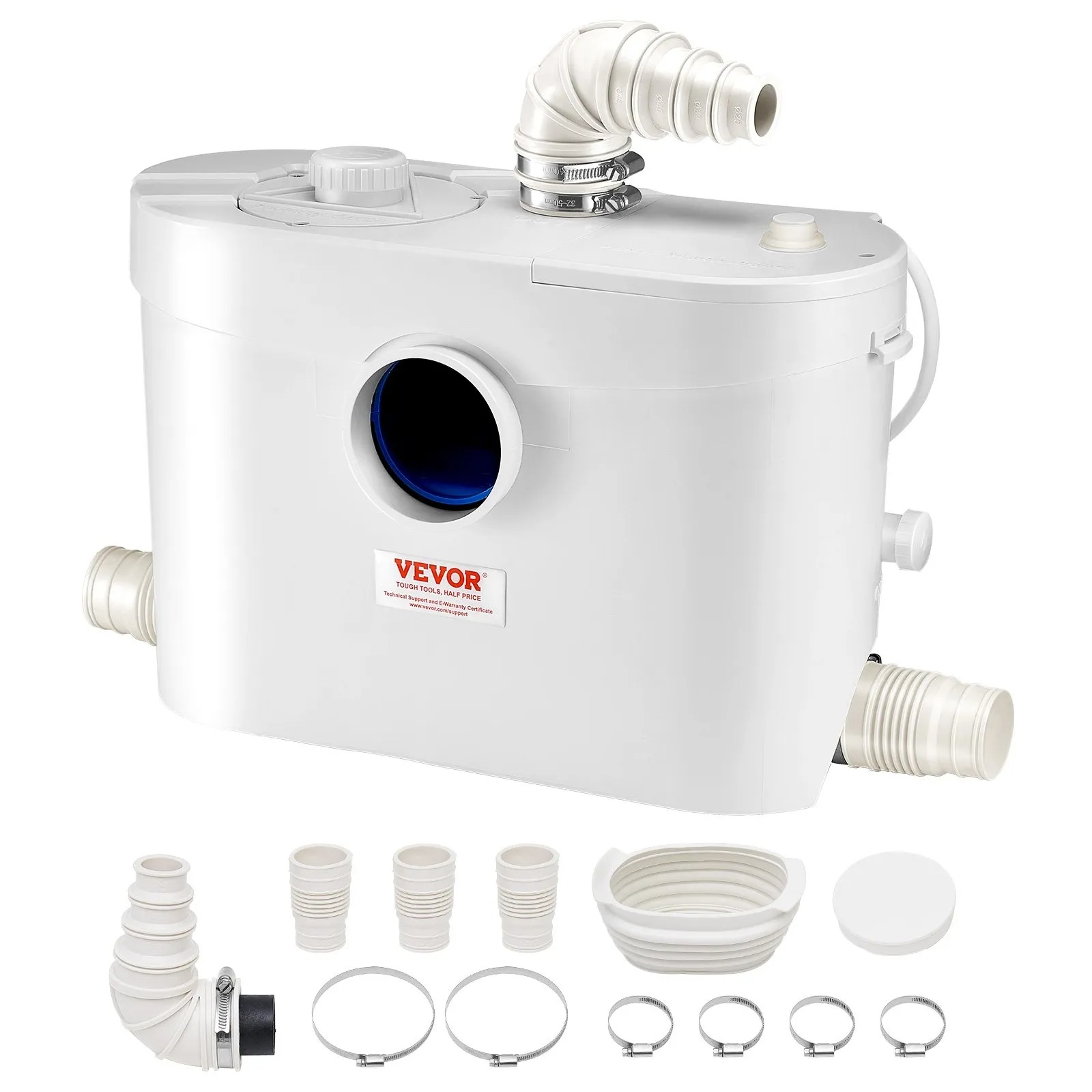 Помпа за отпадни води с мелачка VEVOR 900W за тоалетна, душ и мивка с 4 входа