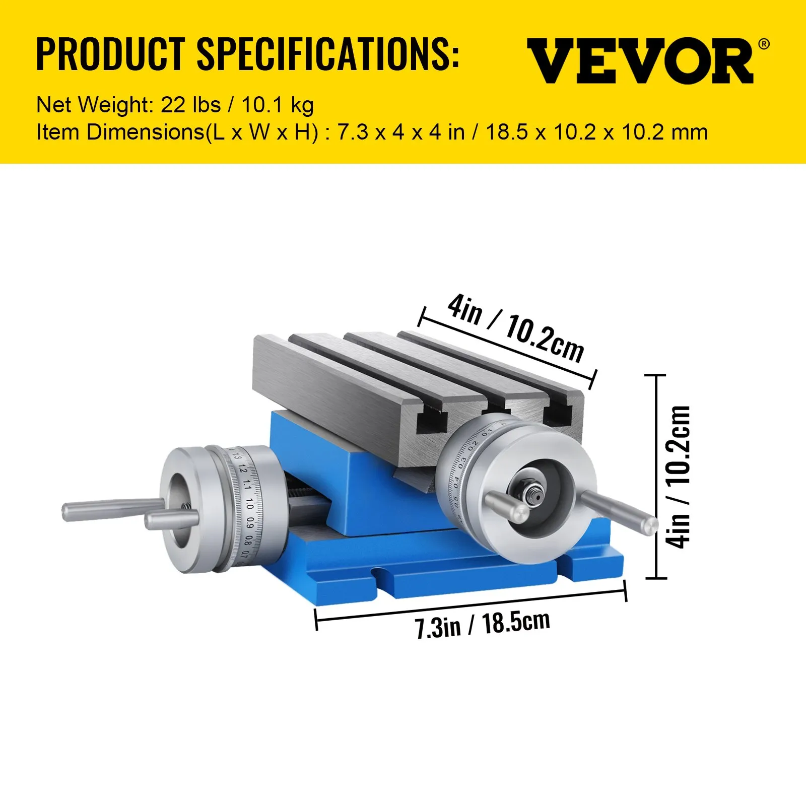 Малка координатна маса за фреза и бормашина Vevor MX-75, Размер 18.5 x 10 см, Ход 80 мм, Прецизна настройка 0.01 мм, - Image 7