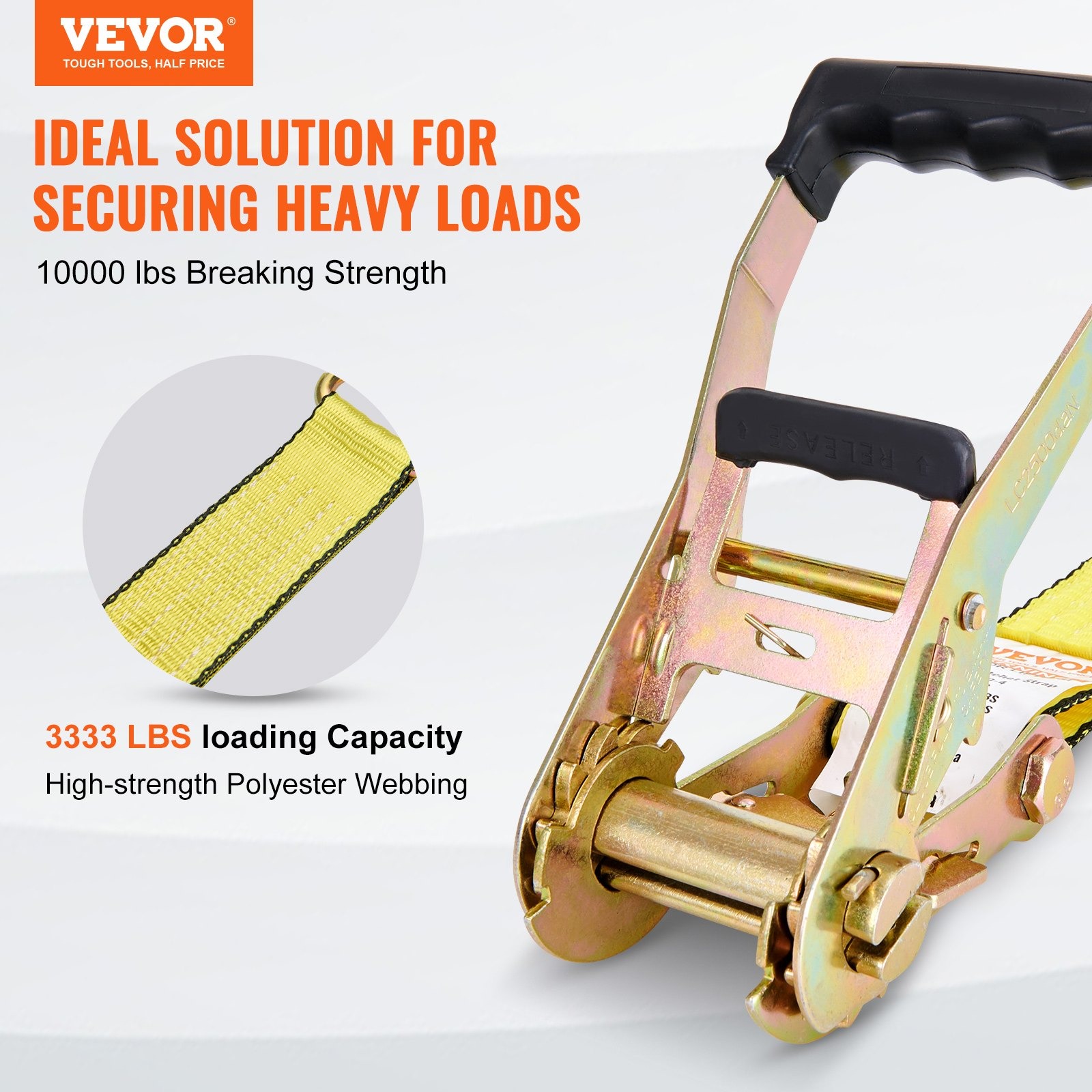 Колани за товари VEVOR XMRS50-4, 50 мм x 8 м, 4536 кг якост на скъсване, Комплект 4 броя - Image 2