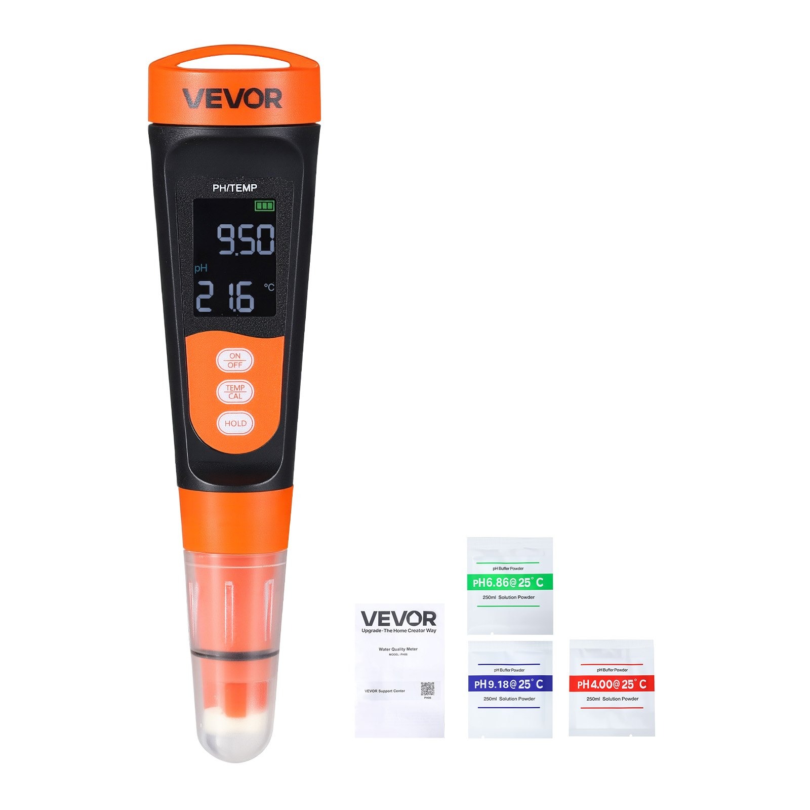 VEVOR PH06 дигитален pH метър за вода с IP68 сонда и VA дисплей