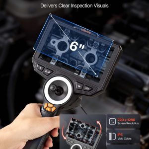 Инспекционна камера VEVOR SX4 Slim, Диаметър на камерата 3.9 мм, 4-посочно управление с 360° ъгъл, Размер на дисплея 6 инча - Image 4