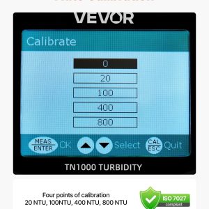 Турбидиметър VEVOR TN1000, За измерване мътността на водата, Стандарт ISO 7027, Измервателен диапазон 0-1000 NTU - Image 4