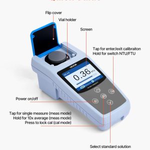 Турбидиметър VEVOR TN1000, За измерване мътността на водата, Стандарт ISO 7027, Измервателен диапазон 0-1000 NTU - Image 6