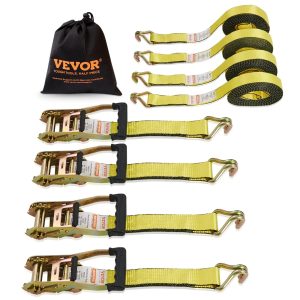 Колани за товари VEVOR XMRS50-4 с тресчотка 8 м и двойни J куки комплект 4 броя
