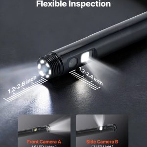 Инспекционна камера VEVOR SC14, Дължина на кабела 5 метра, Клас на защита IP67, Две камери с резолюция 1280 x 720 пиксела - Image 2