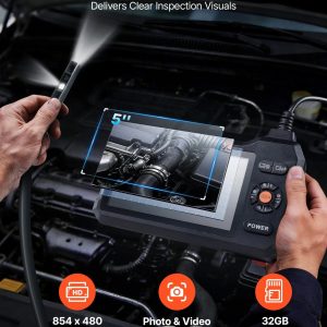 Инспекционна камера VEVOR SC14, Дължина на кабела 5 метра, Клас на защита IP67, Две камери с резолюция 1280 x 720 пиксела - Image 3