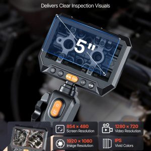 Инспекционна камера VEVOR ZX41 Pro, Двойна камера с резолюция 1280 x 720 пиксела, Ъгъл на управление 180°, Клас на защита IP67 - Image 3