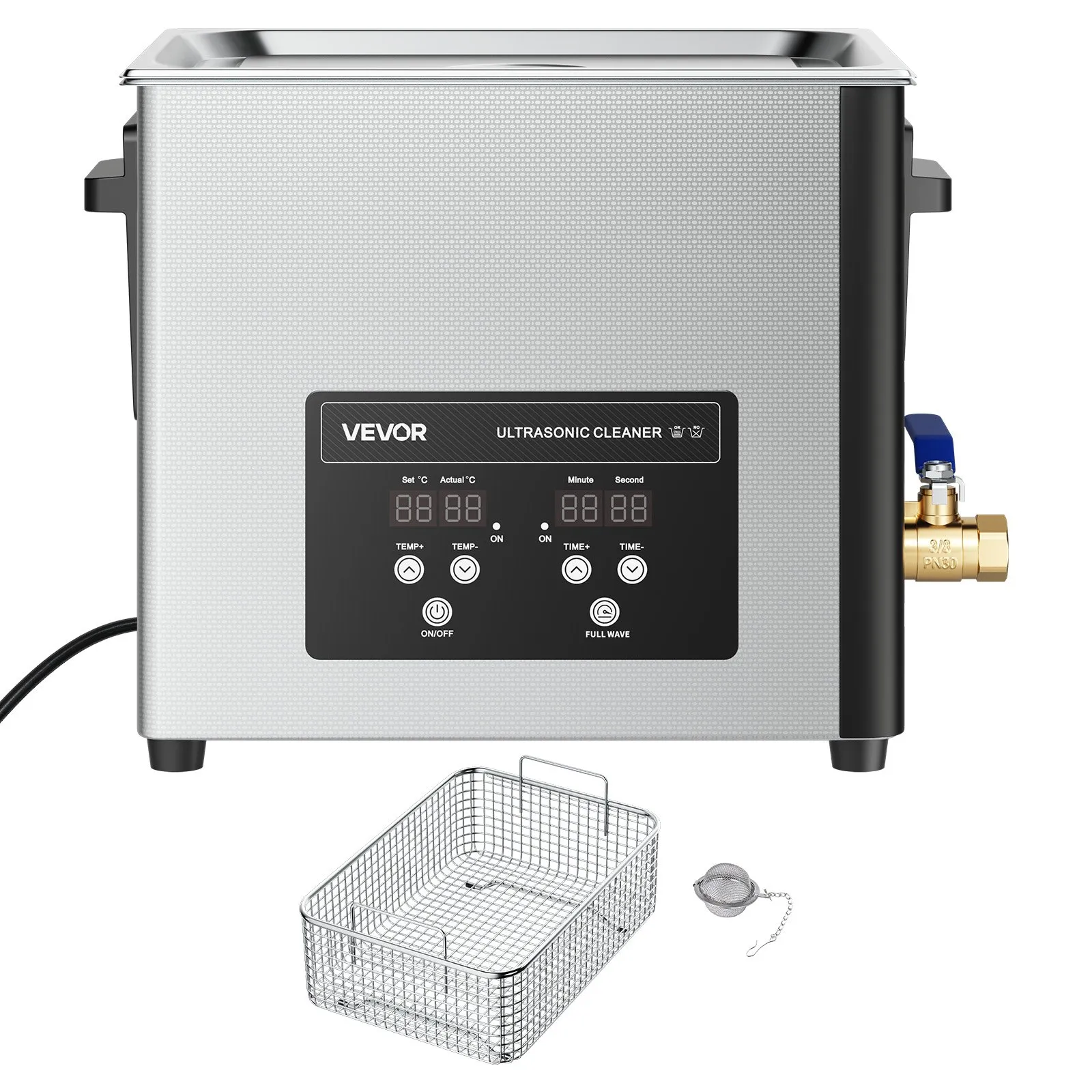 Ултразвукова вана Vevor TH-40ATP, Обем 10 литра, 40 kHz, Отопление 180 W, За платки, Часовникарски части и Метални компоненти - Image 8