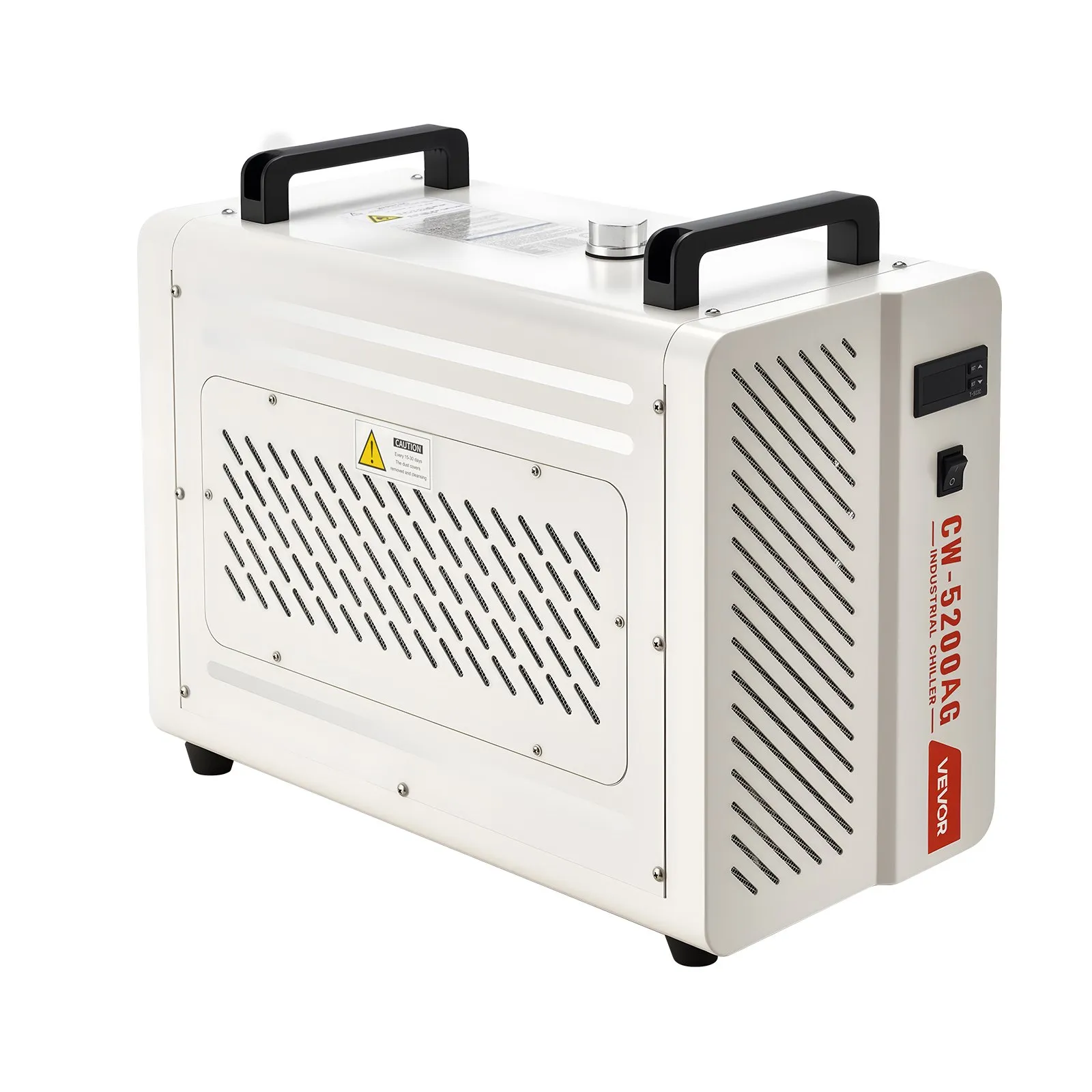 Чилър за охлаждане на вода Vevor CW-5200AG, Охлаждаща мощност 1600 W, Резервоар 7 литра, За CO2 лазери и CNC машини - Image 8