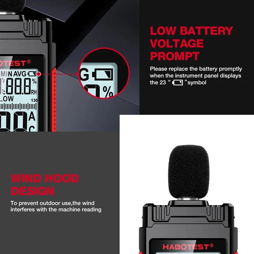 Шумомер Habotest HT602B, Измерване 30 до 130 dB, A/C претегляне, Температура и Влажност - Image 11
