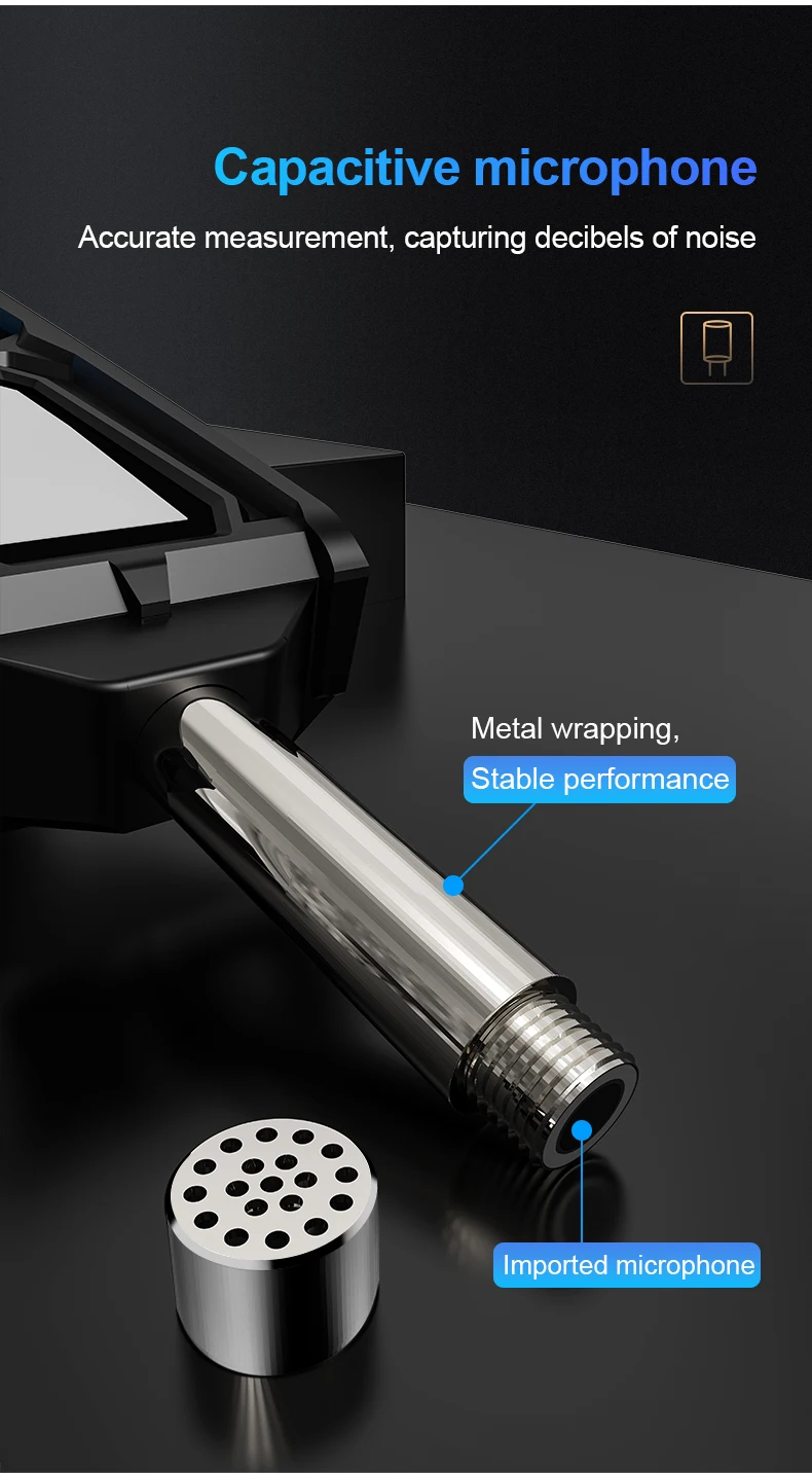 Дигитален шумомер Mestek SL750B, 30 до 130 dB, A/C претегляне, Цветен дисплей - Image 6