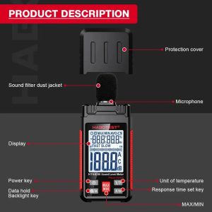 Шумомер Habotest HT602B, Измерване 30 до 130 dB, A/C претегляне, Температура и Влажност - Image 5